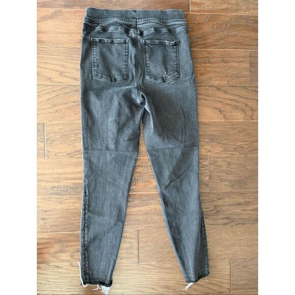 SPANX Black Gray Distressed Pull on Skinny Jean Leggings Medium - Picture 4 of 8